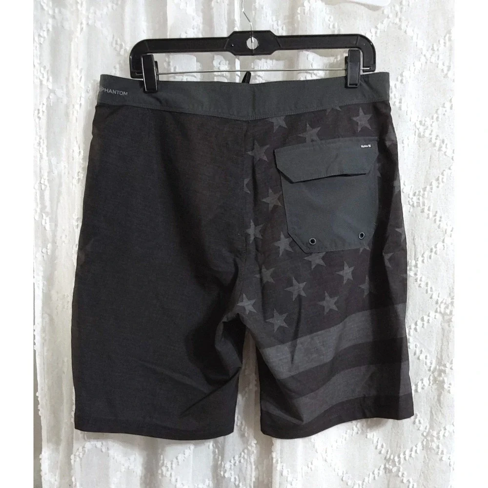 Hurley Phantom Board Shorts Mens 32 Charcoal Gray American Flag Stars Stripes